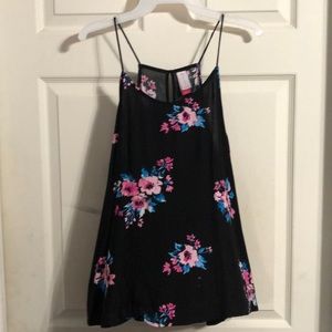 black and floral tank top